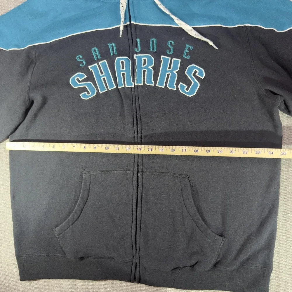 San Jose Sharks Hoodie Mens XL Black NHL Hockey Reebok Full Zip Sweatshirt